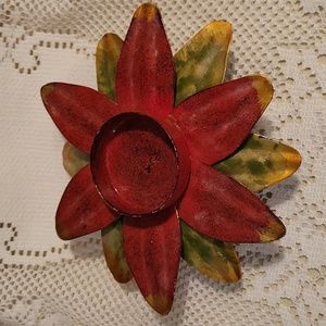 Burnished metal votive candle holder